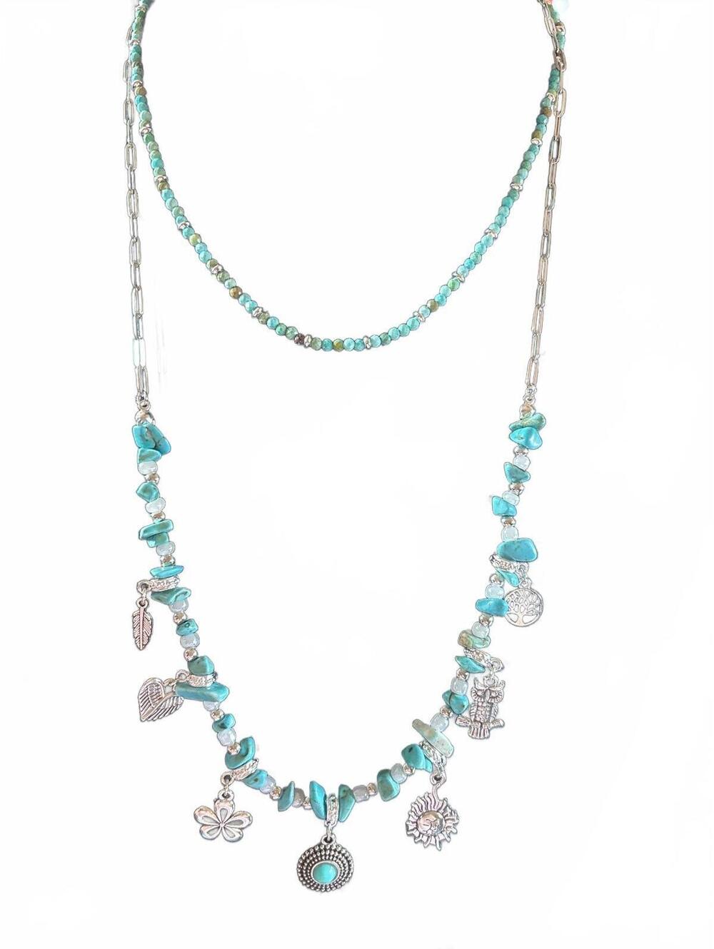 H033 Turquoise & Charm Necklaces